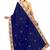 Blue embroidered satin saree with blouse