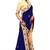 Blue embroidered satin saree with blouse