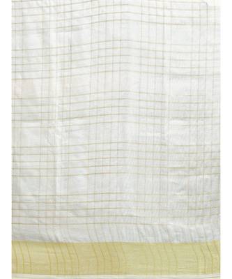 Kalasati Grey & Gold Toned Pure Linen Checked Bhagalpuri Saree 2