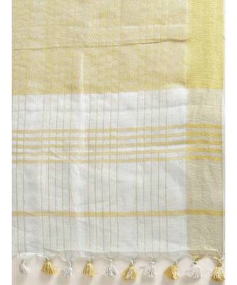 Kalasati Grey & Gold Toned Pure Linen Checked Bhagalpuri Saree 3