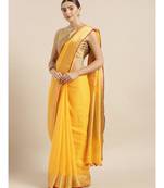 Kalasati Mustard Pure Linen Solid Bhagalpuri Saree