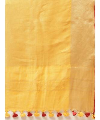 Kalasati Mustard Pure Linen Solid Bhagalpuri Saree 4