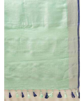 Kalasati Green Linen Blend Solid Bhagalpuri Saree 4