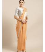 Kalasati Orange Linen Blend Solid Bhagalpuri Saree