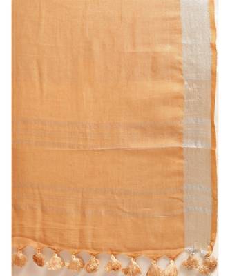 Kalasati Orange Linen Blend Solid Bhagalpuri Saree 4