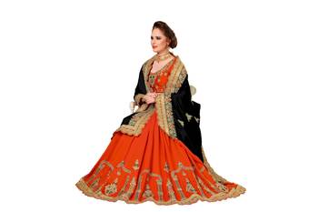 Black embroidered silk saree with blouse 4