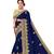 Blue embroidered silk saree with blouse