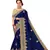 Blue embroidered silk saree with blouse