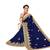 Blue embroidered silk saree with blouse