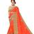 Orange embroidered silk saree with blouse