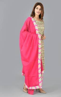 KAAJH Green Printed Cotton Suit Set 3
