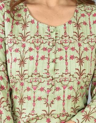 KAAJH Green Printed Cotton Suit Set 4