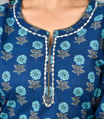 KAAJH Blue Printed Cotton Suit Set 4