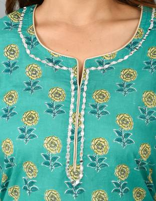 KAAJH Green Printed Cotton Suit Set 4