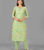KAAJH Green Printed Modal  Suit Set