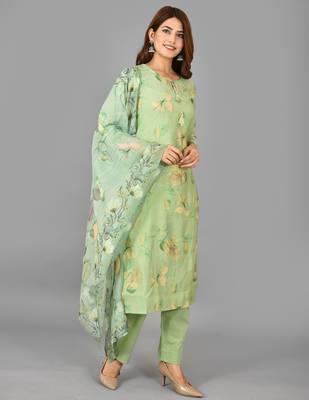 KAAJH Green Printed Modal  Suit Set 3