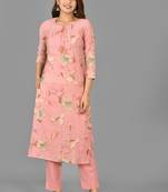 KAAJH Pink Printed Modal  Suit Set
