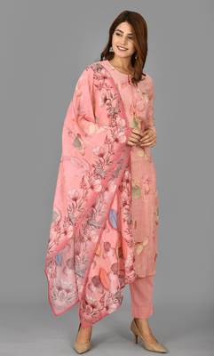 KAAJH Pink Printed Modal  Suit Set 3
