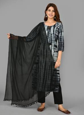 KAAJH Black Tie dye Cotton Suit Set 1