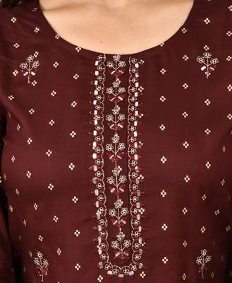 KAAJH Maroon Printed Rayon Kurta Sharara Set 4
