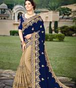 Trendmalls Blue  Silk Heavy Embroidery Work Party Wear Saree With Blouse