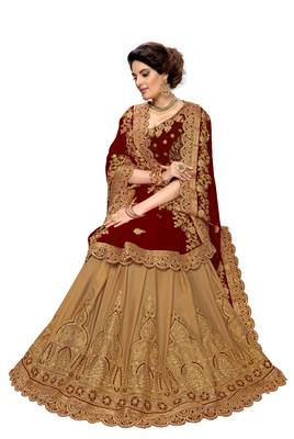 Trendmalls Brown embroidered silk saree with blouse  5