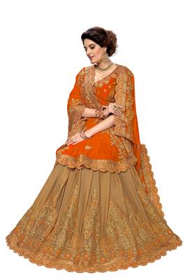 Trendmalls Orange embroidered silk saree with blouse  5
