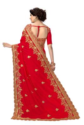 Trendmalls Pink embroidered silk saree with blouse  2