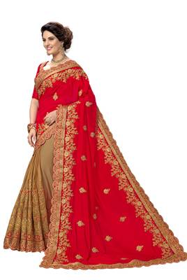 Trendmalls Pink embroidered silk saree with blouse  3
