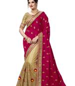 Trendmalls Pink embroidered silk Party Wear Saree With Blouse