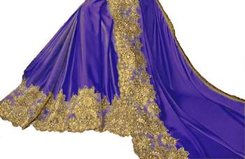 Blue embroidered lycra saree with blouse 5