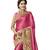 Pink embroidered lycra saree with blouse