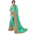 Turquoise embroidered lycra saree with blouse