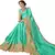 Turquoise embroidered lycra saree with blouse