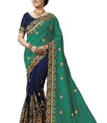 Green embroidered silk saree with blouse