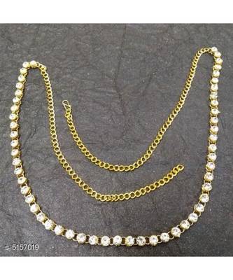White CZ Indo Western Style Kamar Band Waist Chain Belly Chain 1
