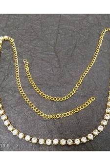 White CZ Indo Western Style Kamar Band Waist Chain Belly Chain