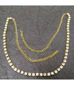 White CZ Indo Western Style Kamar Band Waist Chain Belly Chain