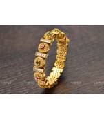 Varso Ruby and Emerald and White Antique Gold Plating Bangle