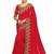 Trendmalls Red embroidered satin  Traditional Wedding Party Wear Bridal Saree with Blouse 