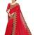 Trendmalls Red embroidered satin  Traditional Wedding Party Wear Bridal Saree with Blouse 
