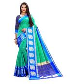 Green woven chanderi saree with blouse
