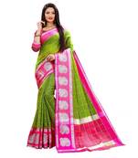 Green woven chanderi saree with blouse