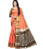 Orange woven cotton_silk saree with blouse