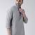 Grey cotton Solid Casual Short Kurta  has a Chinese Collar  Full Sleeves  Curved Hem