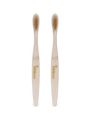 INDIBAM Adult Bamboo Tooth Brush with Natural color bristles (Set of 2) 1