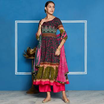 Green printed rayon kurtis 1