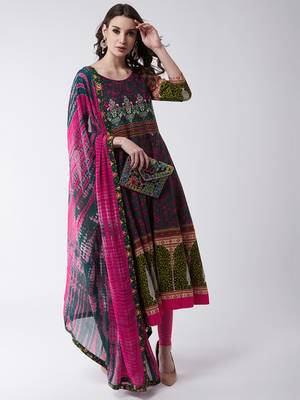Green printed rayon kurtis 4