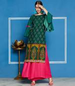 Green printed rayon kurtis