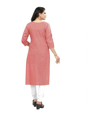 Pink plain cotton ethnic-kurtis 2